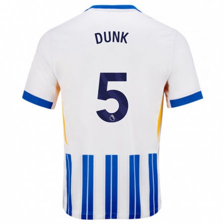 Kandiny Heren Lewis Dunk #5 Wit Blauwe Krijtstrepen Thuisshirt Thuistenue 2024/25 T-Shirt