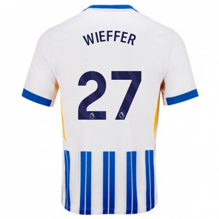 Kandiny Heren Mats Wieffer #27 Wit Blauwe Krijtstrepen Thuisshirt Thuistenue 2024/25 T-Shirt