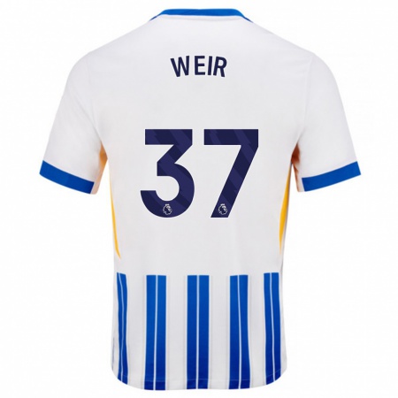 Kandiny Heren Jensen Weir #37 Wit Blauwe Krijtstrepen Thuisshirt Thuistenue 2024/25 T-Shirt