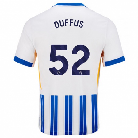 Kandiny Heren Josh Duffus #52 Wit Blauwe Krijtstrepen Thuisshirt Thuistenue 2024/25 T-Shirt