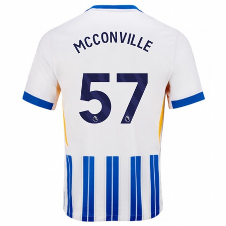 Kandiny Heren Ruairi Mcconville #57 Wit Blauwe Krijtstrepen Thuisshirt Thuistenue 2024/25 T-Shirt