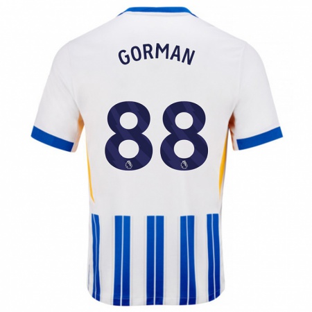 Kandiny Uomo Maglia Ronnie Gorman #88 Bianco Blu A Righe Kit Gara Home 2024/25 Maglietta