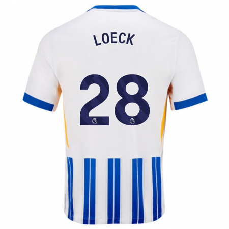 Kandiny Uomo Maglia Melina Loeck #28 Bianco Blu A Righe Kit Gara Home 2024/25 Maglietta