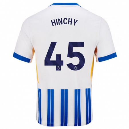 Kandiny Uomo Maglia Jack Hinchy #45 Bianco Blu A Righe Kit Gara Home 2024/25 Maglietta