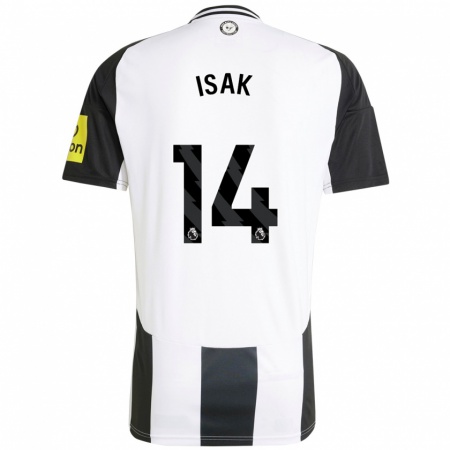 Kandiny Heren Alexander Isak #14 Wit Zwart Thuisshirt Thuistenue 2024/25 T-Shirt