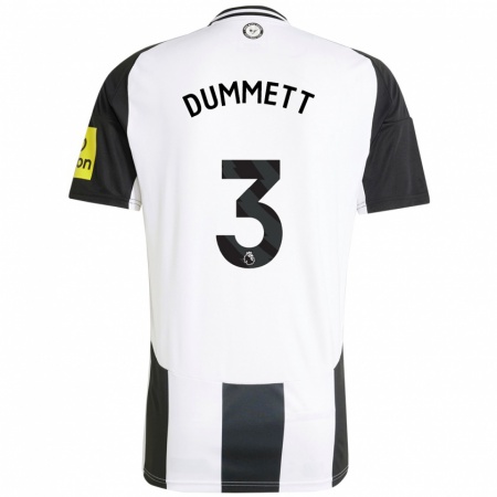 Kandiny Heren Paul Dummett #3 Wit Zwart Thuisshirt Thuistenue 2024/25 T-Shirt