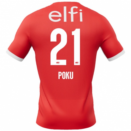 Kandiny Heren Ernest Poku #21 Rood Wit Thuisshirt Thuistenue 2024/25 T-Shirt