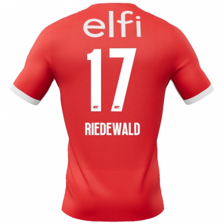 Kandiny Hombre Camiseta Kenzo Riedewald #17 Rojo Blanco 1ª Equipación 2024/25 La Camisa México