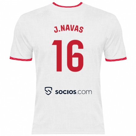 Kandiny Heren Jesús Navas #16 Wit Rood Thuisshirt Thuistenue 2024/25 T-Shirt