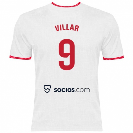 Kandiny Heren Iker Villar #9 Wit Rood Thuisshirt Thuistenue 2024/25 T-Shirt