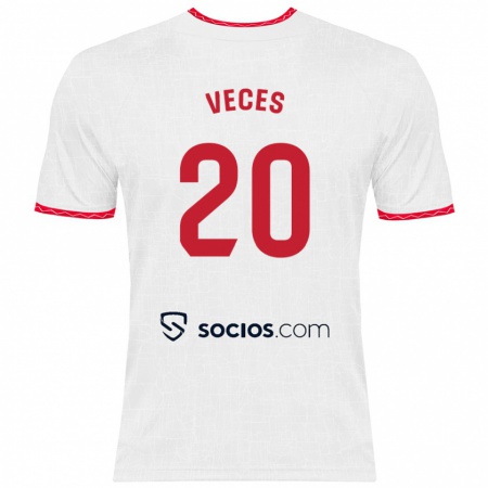 Kandiny Heren Sergio Veces #20 Wit Rood Thuisshirt Thuistenue 2024/25 T-Shirt