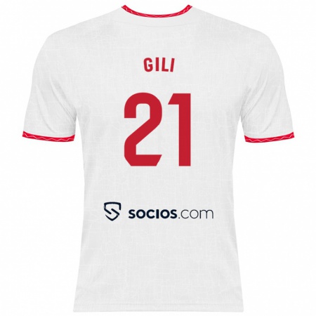 Kandiny Uomo Maglia Gemma Gili #21 Bianco Rosso Kit Gara Home 2024/25 Maglietta