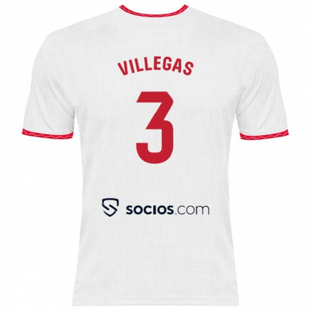 Kandiny Heren Juancho Villegas #3 Wit Rood Thuisshirt Thuistenue 2024/25 T-Shirt