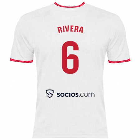 Kandiny Hombre Camiseta Pablo Rivera #6 Blanco Rojo 1ª Equipación 2024/25 La Camisa México