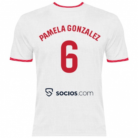 Kandiny Heren Cinthia Pamela González Medina #6 Wit Rood Thuisshirt Thuistenue 2024/25 T-Shirt