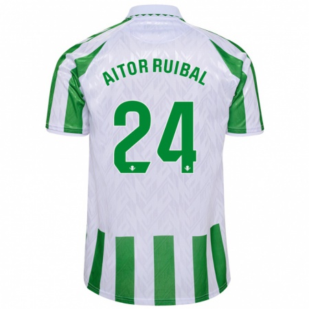 Kandiny Heren Aitor Ruibal #24 Groen Witte Strepen Thuisshirt Thuistenue 2024/25 T-Shirt