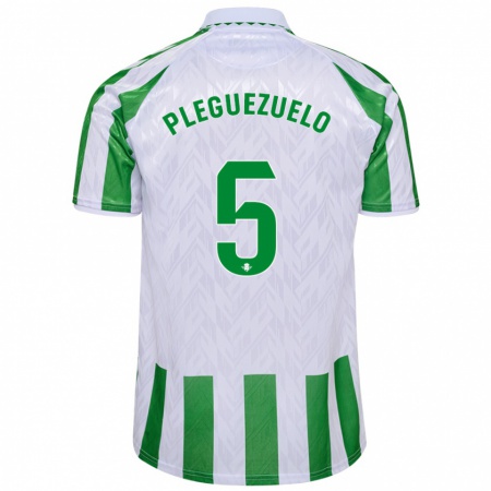 Kandiny Heren Xavi Pleguezuelo #5 Groen Witte Strepen Thuisshirt Thuistenue 2024/25 T-Shirt