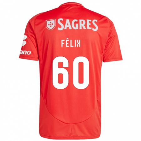 Kandiny Heren Nuno Félix #60 Rood Wit Thuisshirt Thuistenue 2024/25 T-Shirt