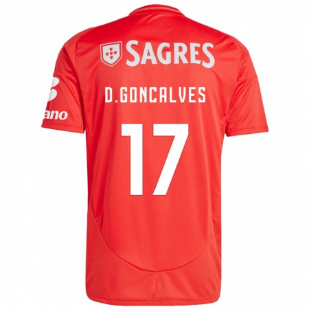 Kandiny Heren Diogo Goncalves #17 Rood Wit Thuisshirt Thuistenue 2024/25 T-Shirt