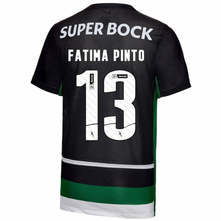 Kandiny Heren Fátima Alexandra Figueira Pinto #13 Zwart Wit Groen Thuisshirt Thuistenue 2024/25 T-Shirt