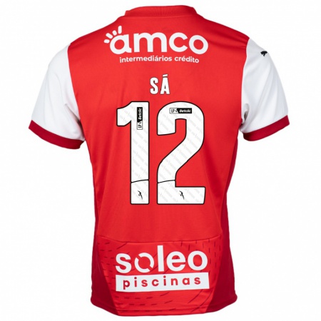 Kandiny Hombre Camiseta Tiago Sá #12 Rojo Blanco 1ª Equipación 2024/25 La Camisa