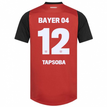 Kandiny Heren Edmond Tapsoba #12 Rood Zwart Thuisshirt Thuistenue 2024/25 T-Shirt