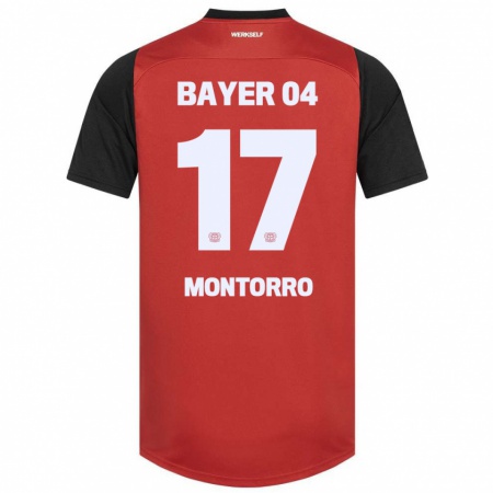 Kandiny Heren Josuè Montorro #17 Rood Zwart Thuisshirt Thuistenue 2024/25 T-Shirt