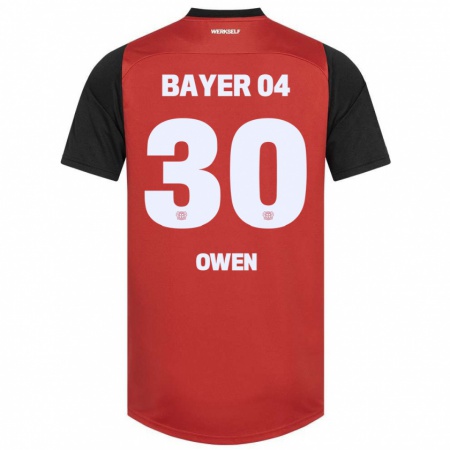 Kandiny Heren Emmanuel Owen #30 Rood Zwart Thuisshirt Thuistenue 2024/25 T-Shirt