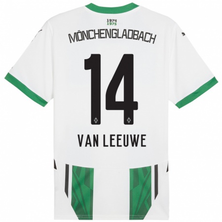 KandinyメンズKyra Van Leeuwe#14白緑ホームシャツ2024/25ジャージーユニフォーム