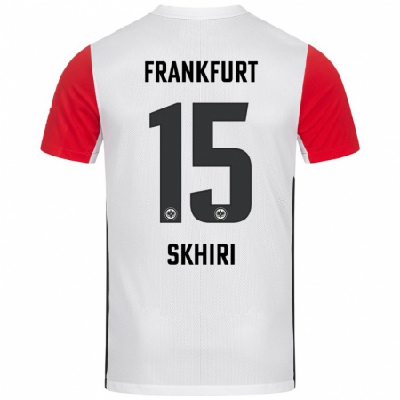 Kandiny Heren Ellyes Skhiri #15 Wit Rood Thuisshirt Thuistenue 2024/25 T-Shirt