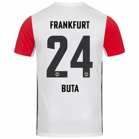 Kandiny Heren Aurélio Buta #24 Wit Rood Thuisshirt Thuistenue 2024/25 T-Shirt