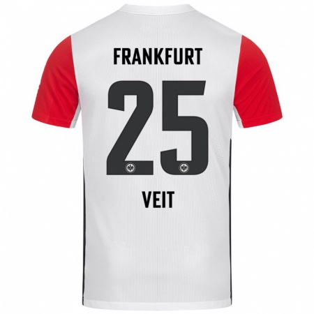 Kandiny Heren Jella Veit #25 Wit Rood Thuisshirt Thuistenue 2024/25 T-Shirt