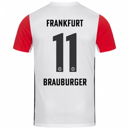 Kandiny Heren Maximilian Brauburger #11 Wit Rood Thuisshirt Thuistenue 2024/25 T-Shirt