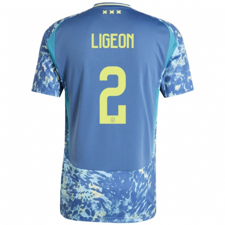 Kandiny Heren Ruben Ligeon #2 Grijs Blauw Geel Uitshirt Uittenue 2024/25 T-Shirt