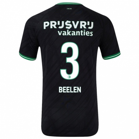 Kandiny Uomo Maglia Thomas Beelen #3 Nero Verde Kit Gara Away 2024/25 Maglietta