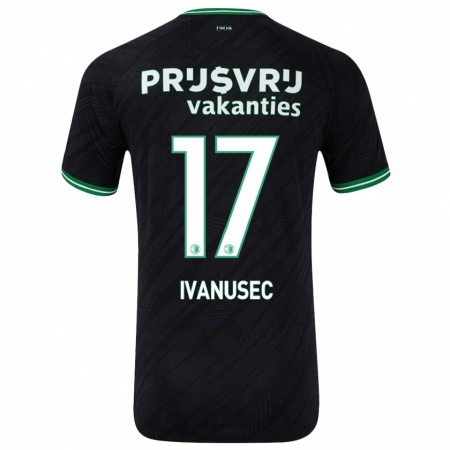 Kandiny Uomo Maglia Luka Ivanusec #17 Nero Verde Kit Gara Away 2024/25 Maglietta