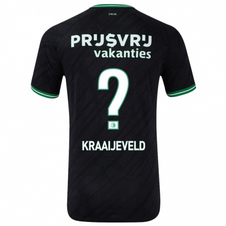 Kandiny Heren Thijs Kraaijeveld #0 Zwart Groen Uitshirt Uittenue 2024/25 T-Shirt