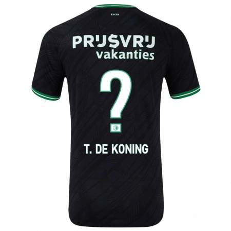 Kandiny Heren Tim De Koning #0 Zwart Groen Uitshirt Uittenue 2024/25 T-Shirt