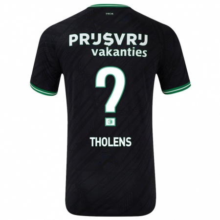 Kandiny Uomo Maglia Justin Tholens #0 Nero Verde Kit Gara Away 2024/25 Maglietta