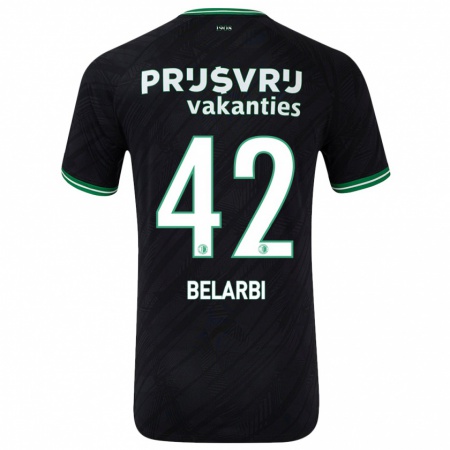 Kandiny Heren Abdel Belarbi #42 Zwart Groen Uitshirt Uittenue 2024/25 T-Shirt