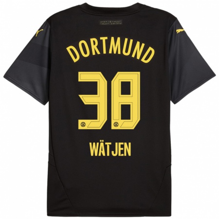 Kandiny Heren Kjell Wätjen #38 Zwart Geel Uitshirt Uittenue 2024/25 T-Shirt