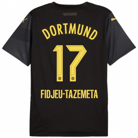 Kandiny Heren Thierry Fidjeu-Tazemeta #17 Zwart Geel Uitshirt Uittenue 2024/25 T-Shirt