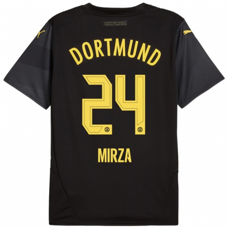 Kandiny Heren Marwan-Omir Mirza #24 Zwart Geel Uitshirt Uittenue 2024/25 T-Shirt