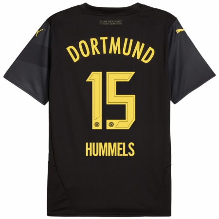 Kandiny Heren Mats Hummels #15 Zwart Geel Uitshirt Uittenue 2024/25 T-Shirt