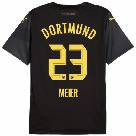 Kandiny Heren Maximilian Meier #23 Zwart Geel Uitshirt Uittenue 2024/25 T-Shirt