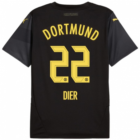 Kandiny Heren Henrik Dier #22 Zwart Geel Uitshirt Uittenue 2024/25 T-Shirt