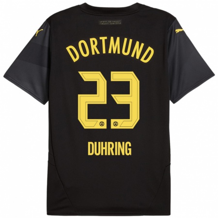 Kandiny Heren Marc Niclas Duhring #23 Zwart Geel Uitshirt Uittenue 2024/25 T-Shirt