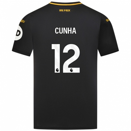 Kandiny Heren Matheus Cunha #12 Zwart Uitshirt Uittenue 2024/25 T-Shirt