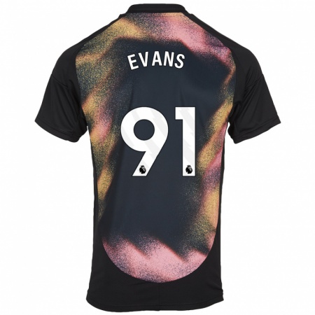 Kandiny Uomo Maglia Jake Evans #91 Nero Bianco Kit Gara Away 2024/25 Maglietta