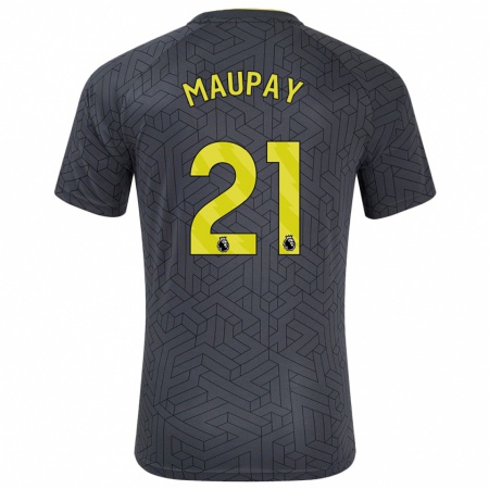 Kandiny Heren Neal Maupay #21 Zwart Geel Uitshirt Uittenue 2024/25 T-Shirt